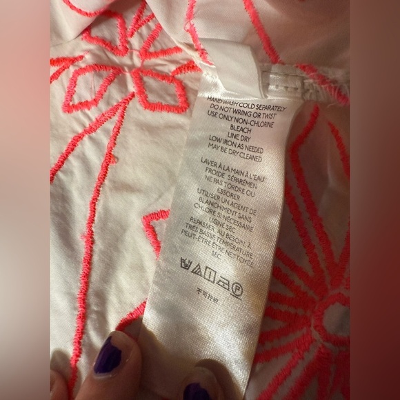 Anthropologie Maeve Pink and White Embroidered Off the Shoulder Top Medium - Picture 9 of 10